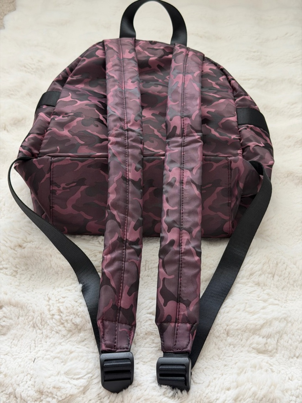 Trendy Fabletics The Downtown Burgundy Camo Backpack - Active Lifestyle - Picture 6 of 15